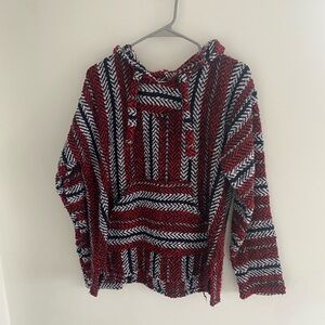 Red and Black Striped Baja Hoodie